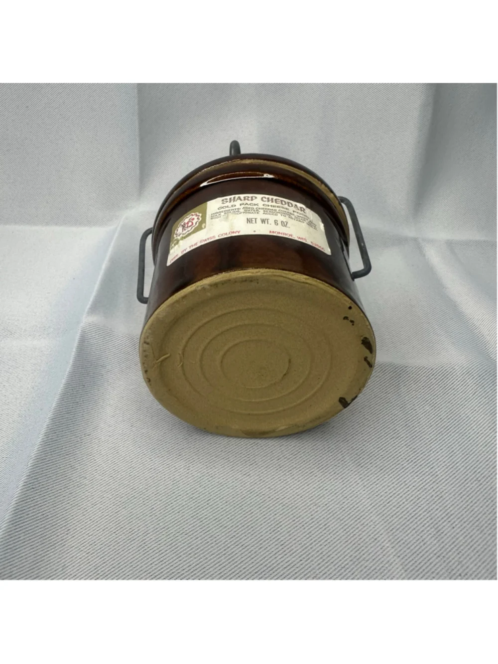 Vintage 1970s The Swiss Colony Cheese Pot Crock Brown Glazed Stoneware with Lid